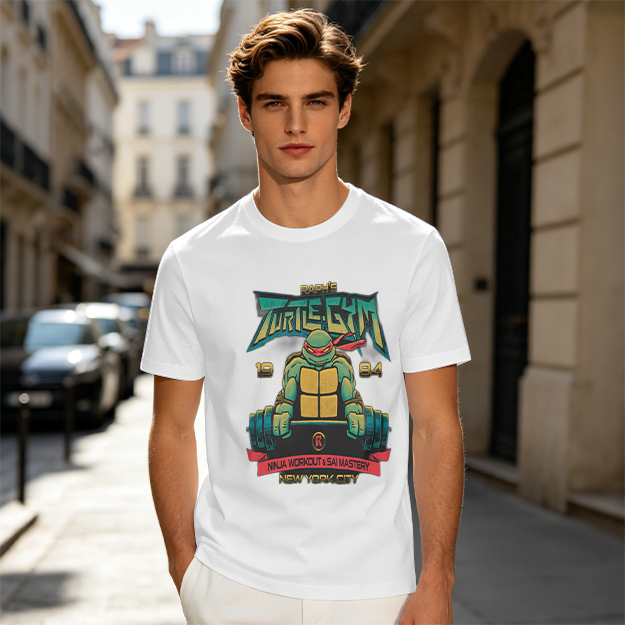 Olive T-shirt with Teenage Mutant Ninja Turtle Gym Print