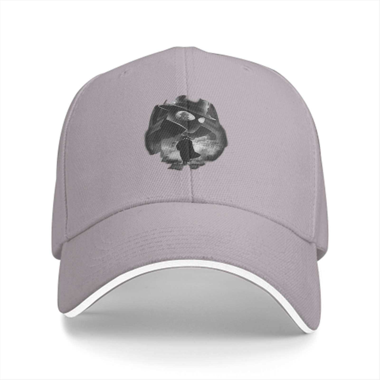 Black Baseball Cap With Monochrome Cowboy Silhouette Graphic