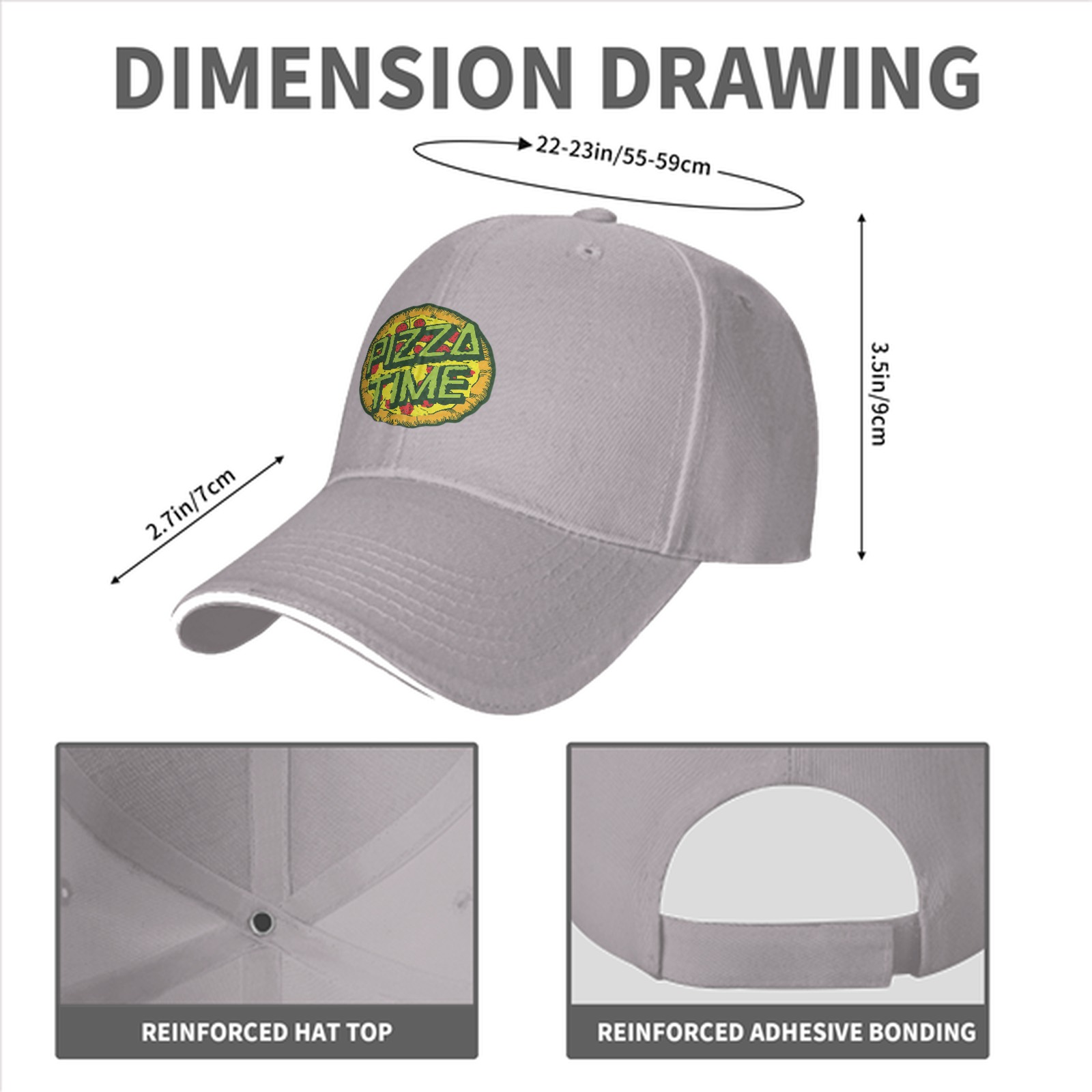 Black Baseball Cap With Pizza Time Graphic Design
