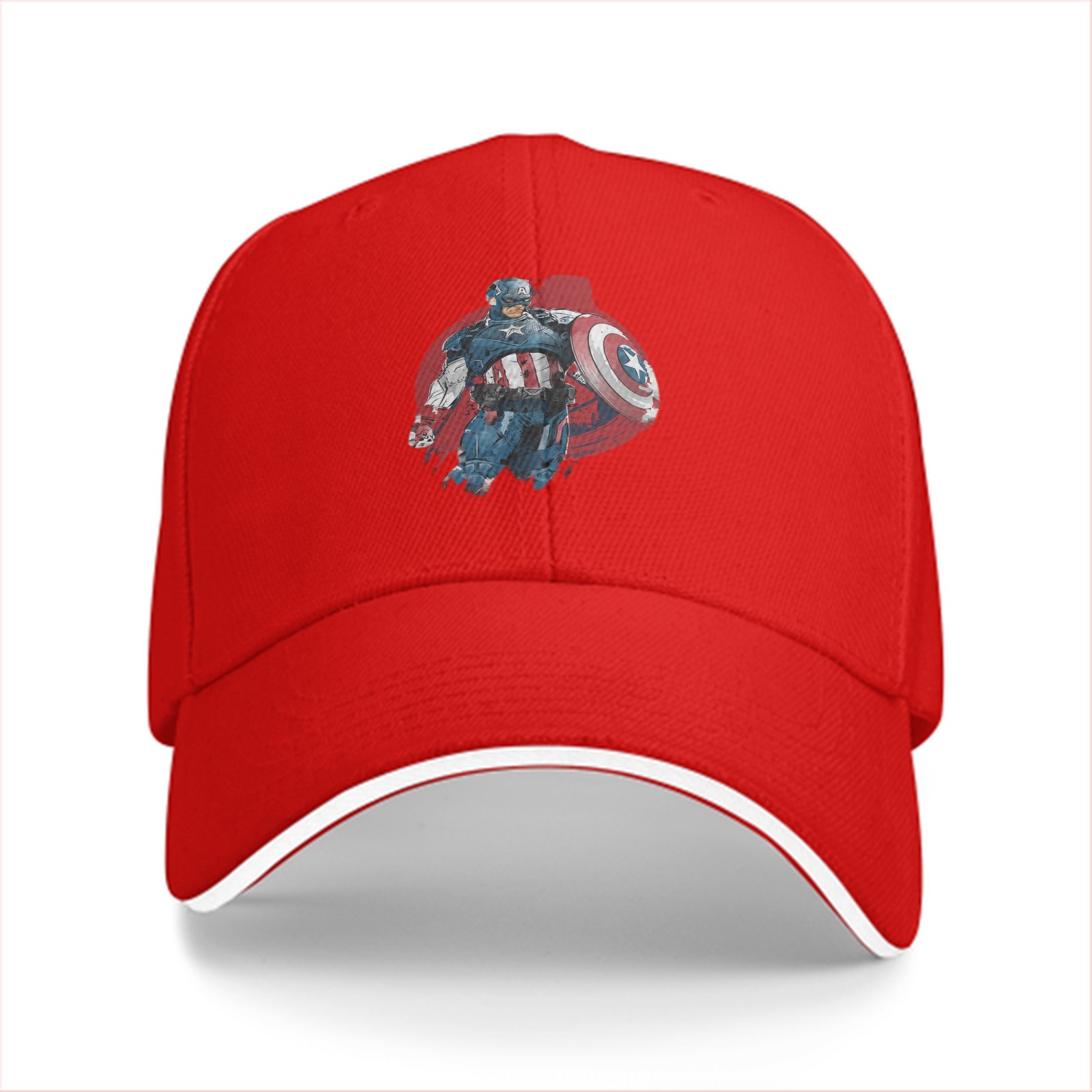 Black Baseball Cap With Captain America Graphic Print