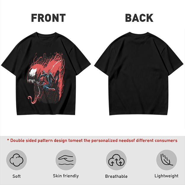Olive T-shirt with Spider-Man and Symbiote Villain Graphic