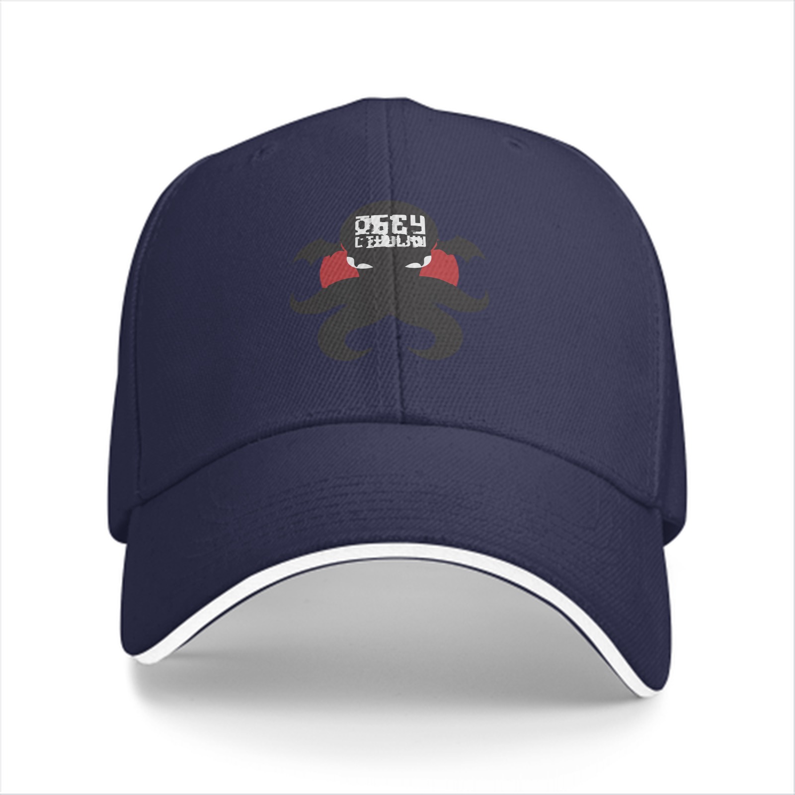 Black Baseball Cap With Octopus Graphic And Text Print