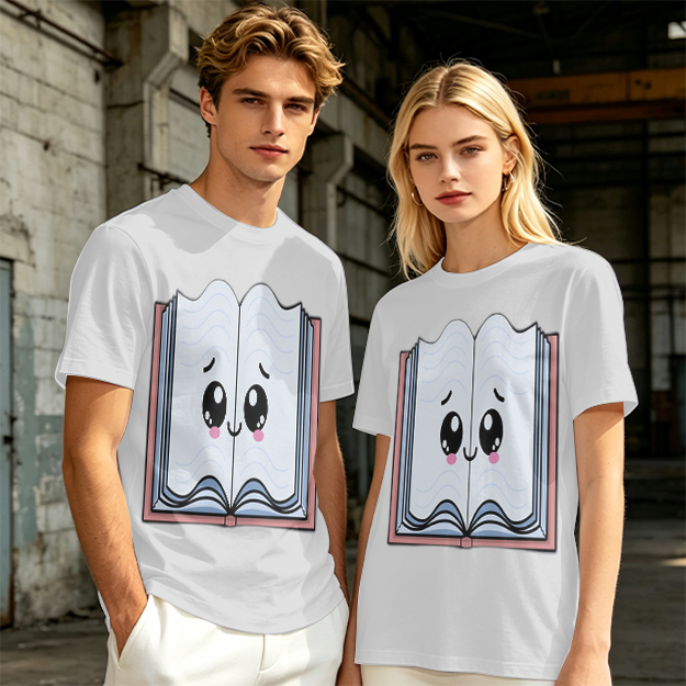 Olive T-Shirt With Cute Smiling Open Book Graphic Print