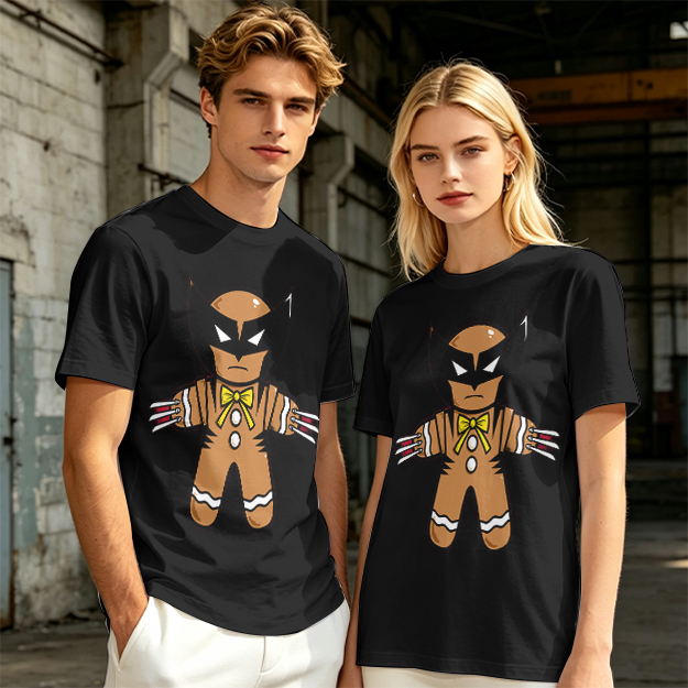 Olive T-Shirt With Gingerbread Wolverine Superhero Print