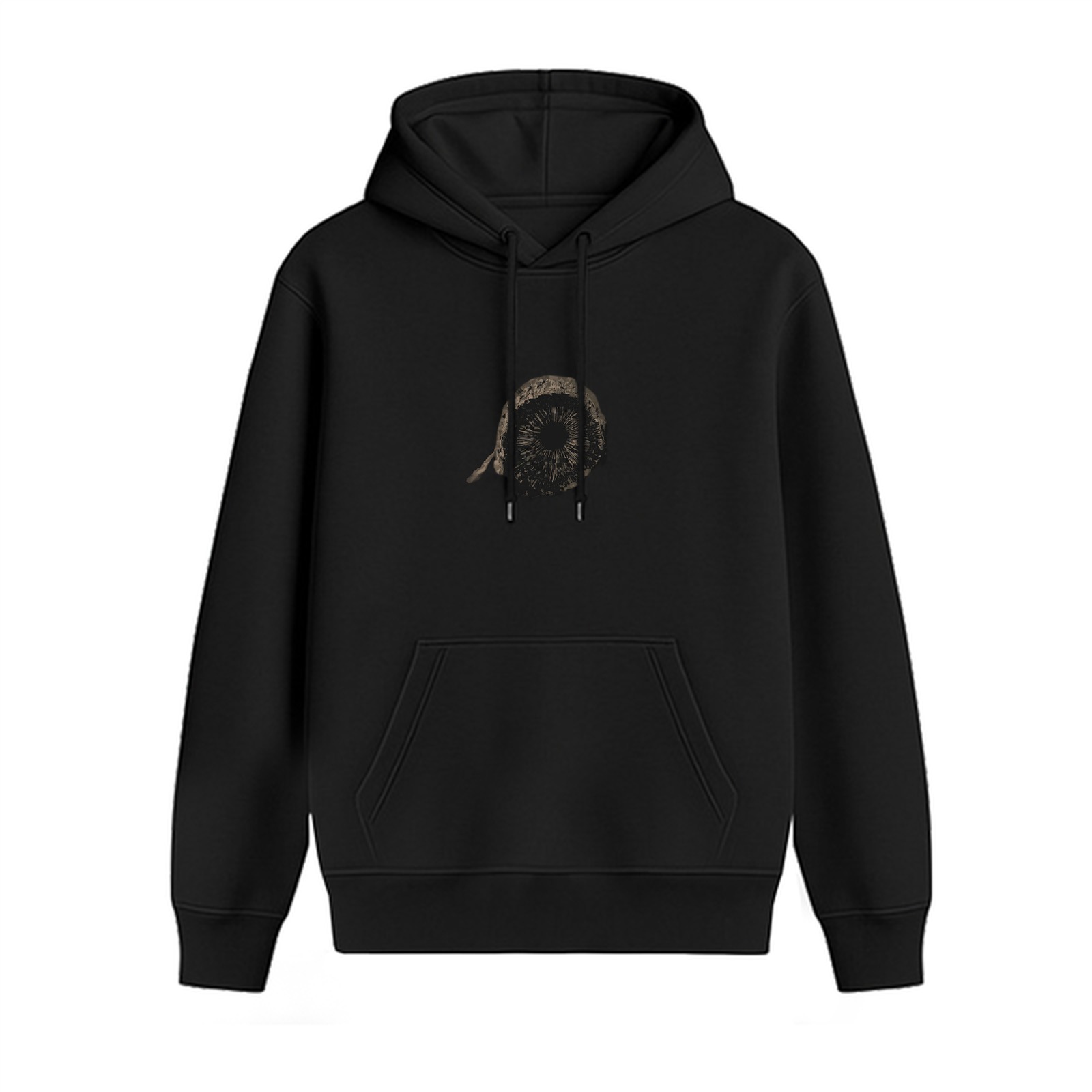 Black Hoodie With Distressed Eye Graphic Print