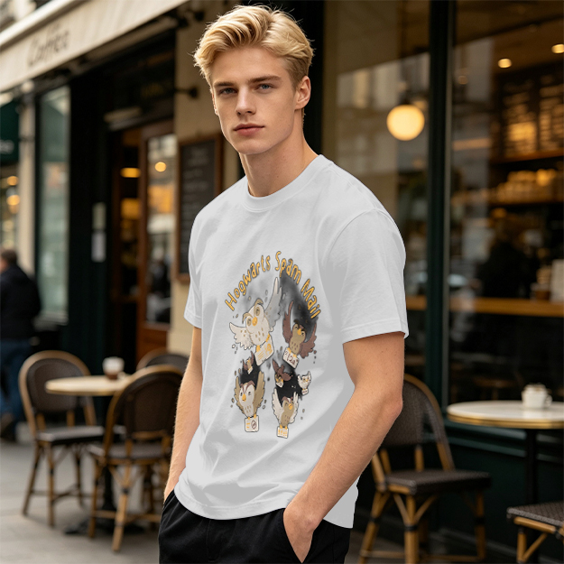 Olive t-shirt with Hogwarts Spam Mail owl graphic print