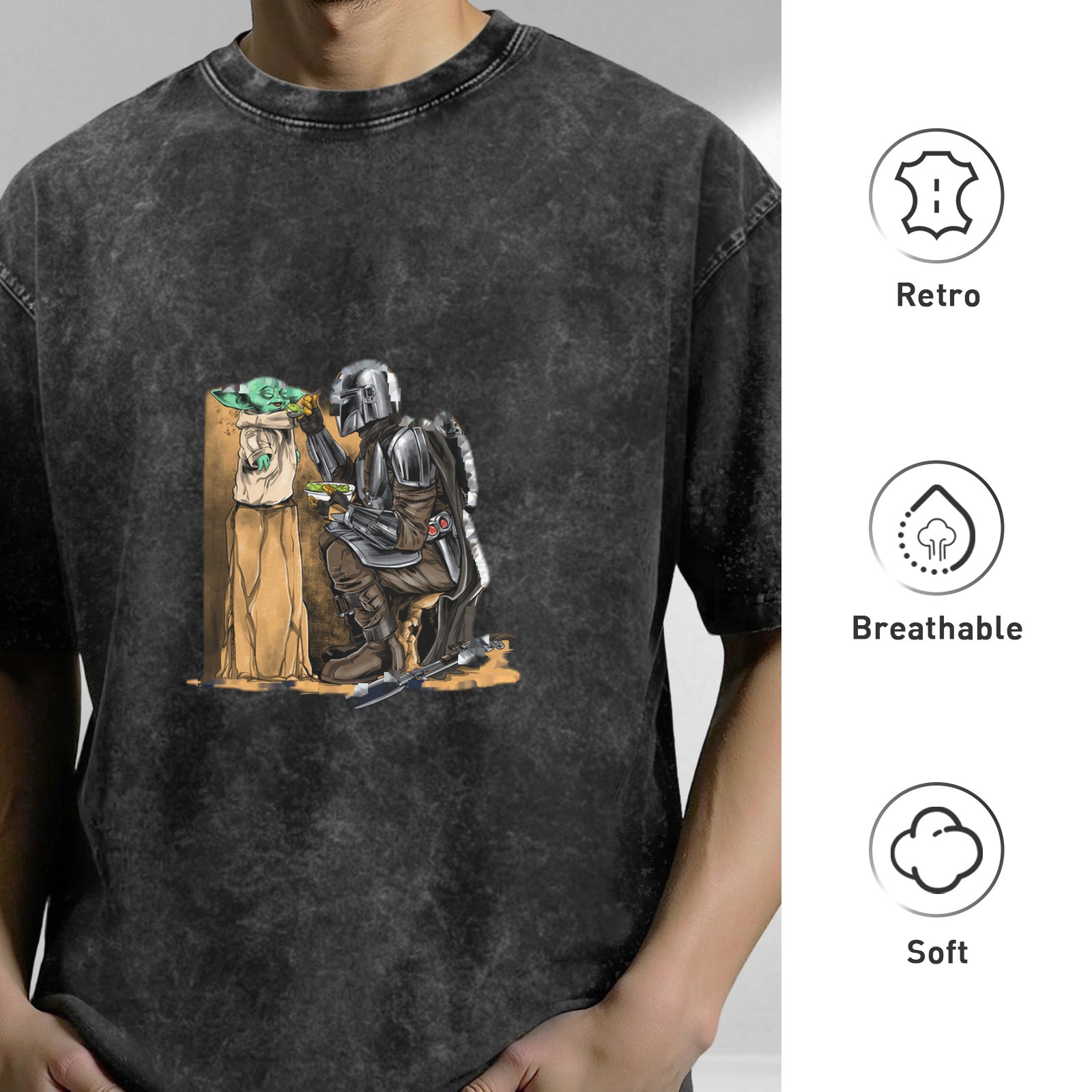 Star Wars The Mandalorian & Grogu Graphic Vintage Wash T-shirt
