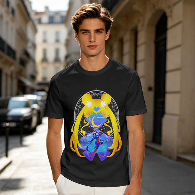 Olive T-Shirt with Sailor Moon Themed Graphic Print