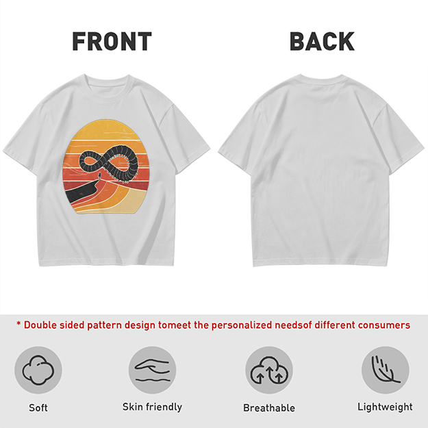 Olive T-Shirt With Retro Sunset Infinity Worm Graphic