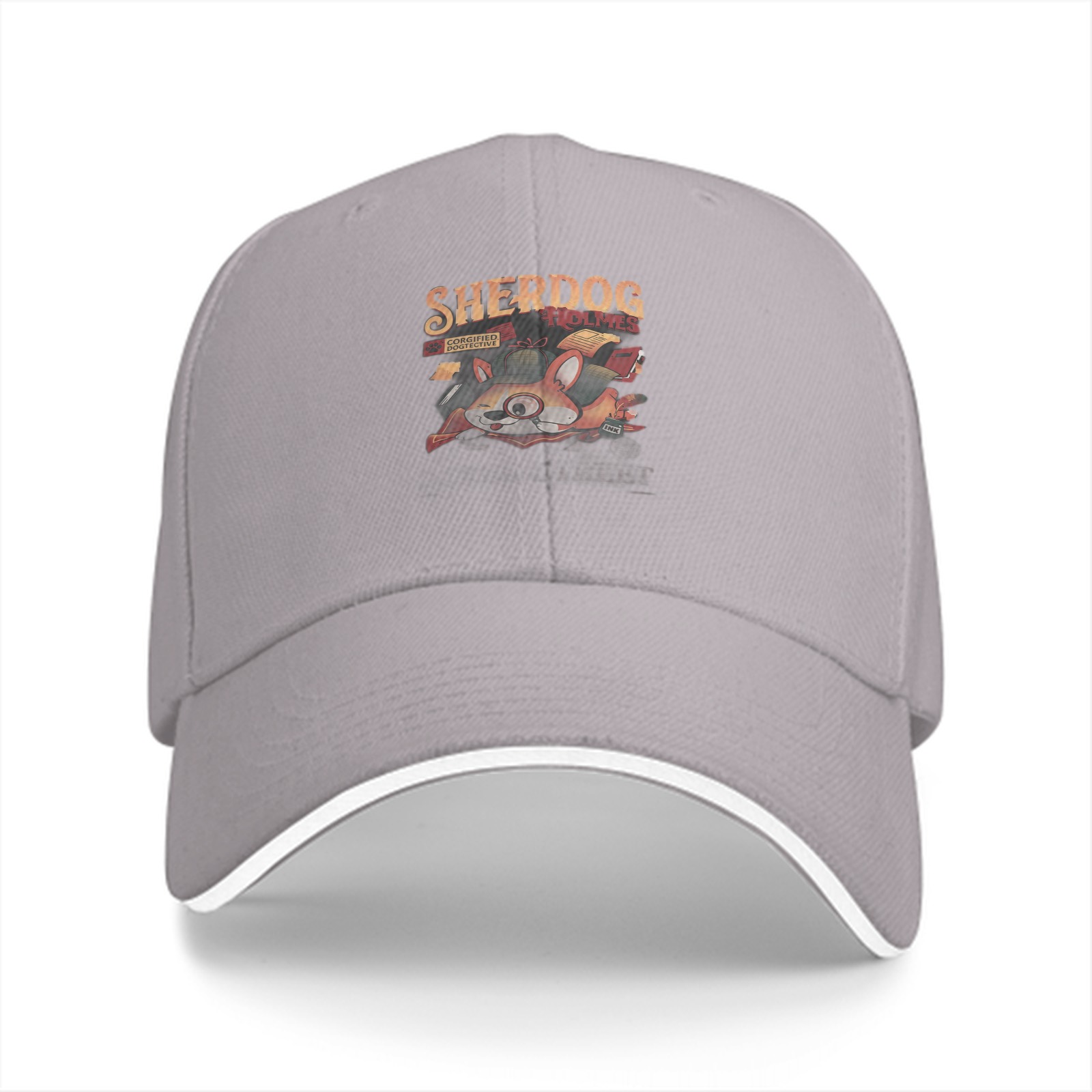 Black baseball cap with Sherdog Holmes dog graphic print