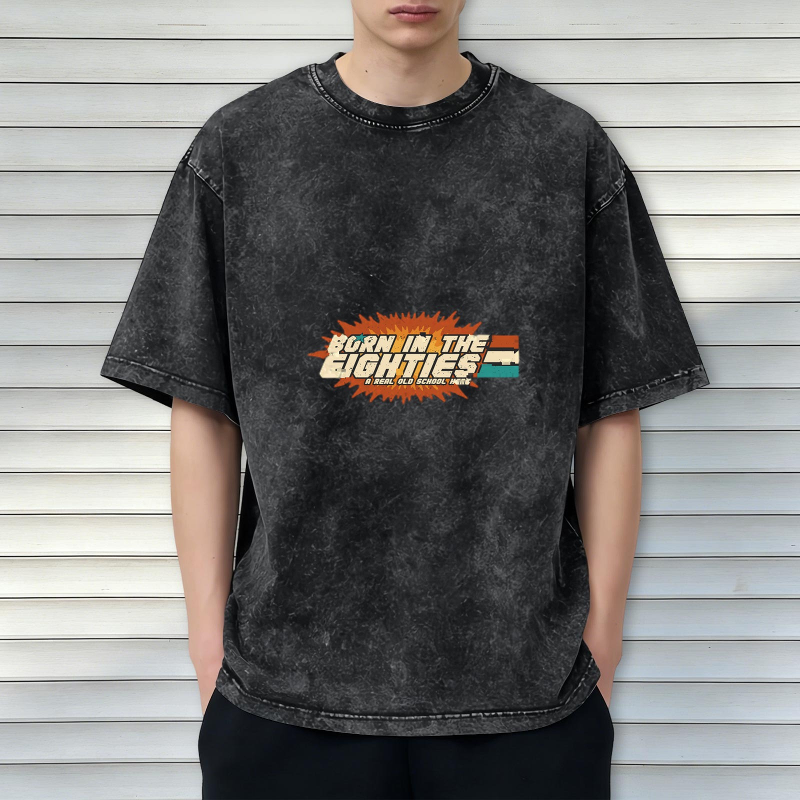 Vintage Born in the Eighties Graphic Washed T-Shirt