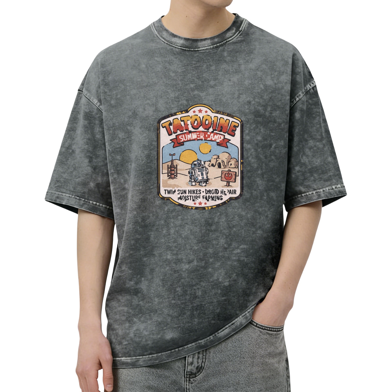 Tatooine Summer Camp Graphic Acid Wash Cotton T-Shirt