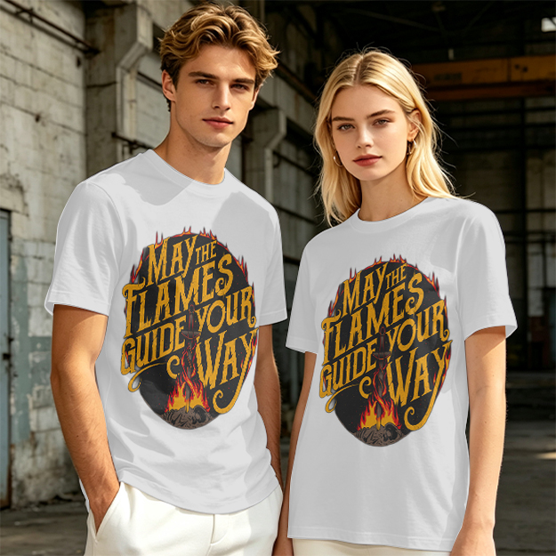 May The Flames Guide Your Way Graphic Olive T-Shirt