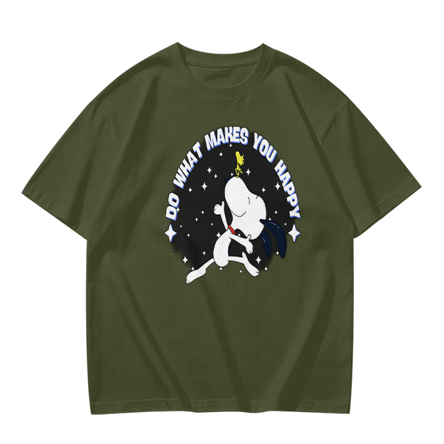 Do What Makes You Happy Snoopy Graphic Olive T-Shirt