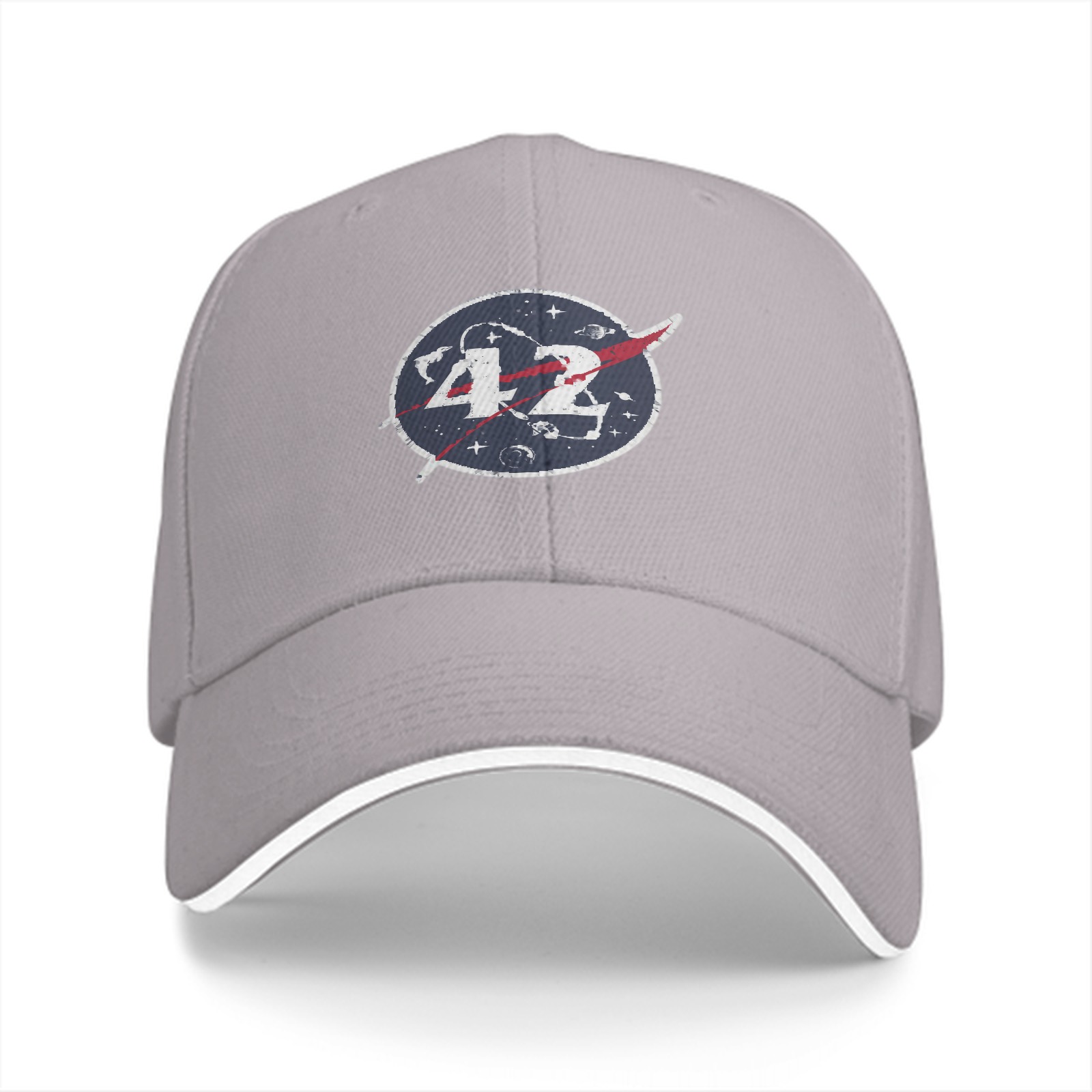 Black baseball cap with space themed number 42 logo