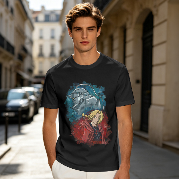 Fullmetal Alchemist Elric Brothers Graphic Olive T-Shirt