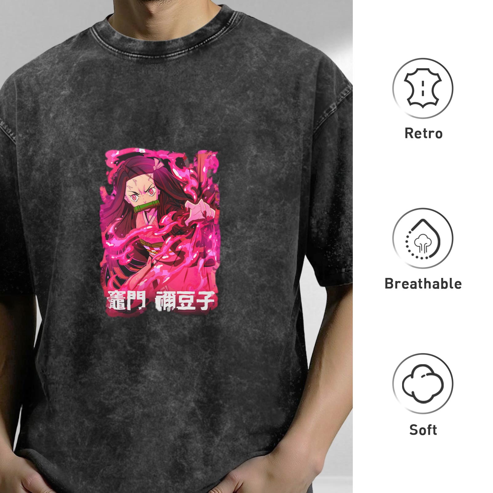 Demon Slayer Nezuko Kamado Anime Graphic Oversized Washed T-Shirt