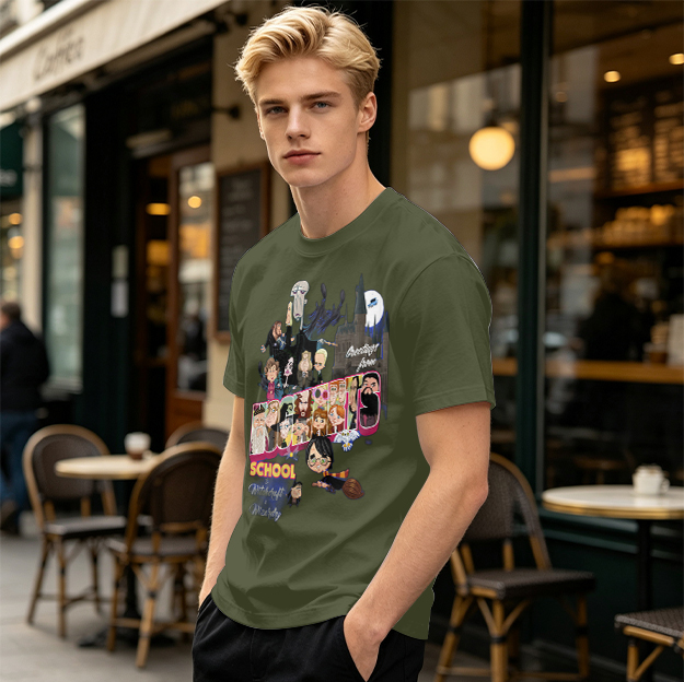 Olive T-Shirt With Harry Potter Themed Character Print