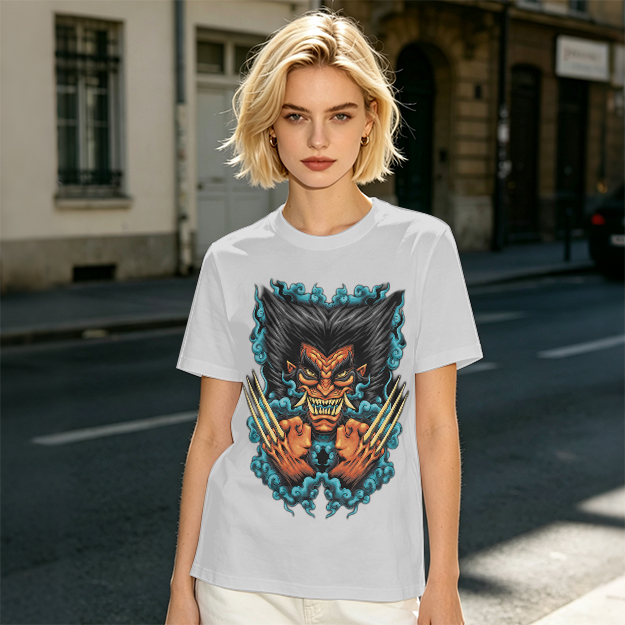 Oni-style wolverine graphic olive t-shirt