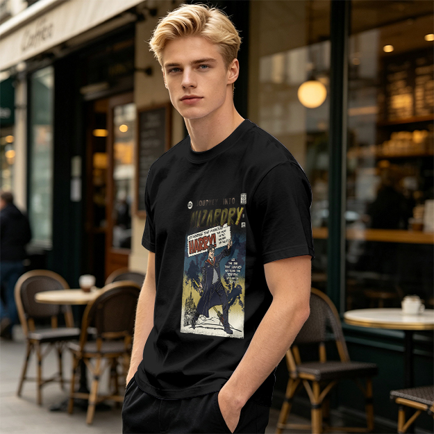 Olive T-Shirt With Wizardry Comic Style Harry Print