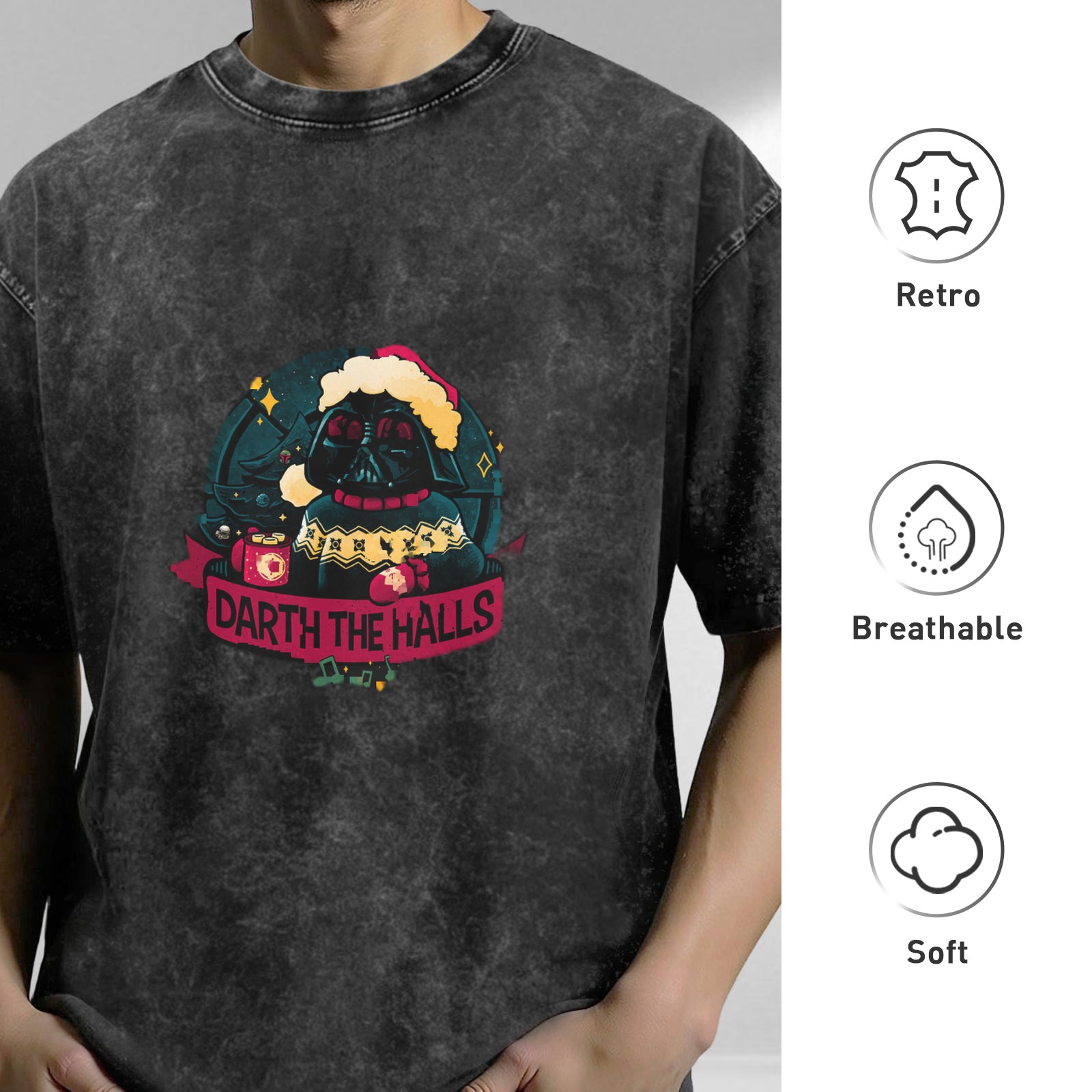 Darth The Halls Christmas Graphic Washed T-Shirt