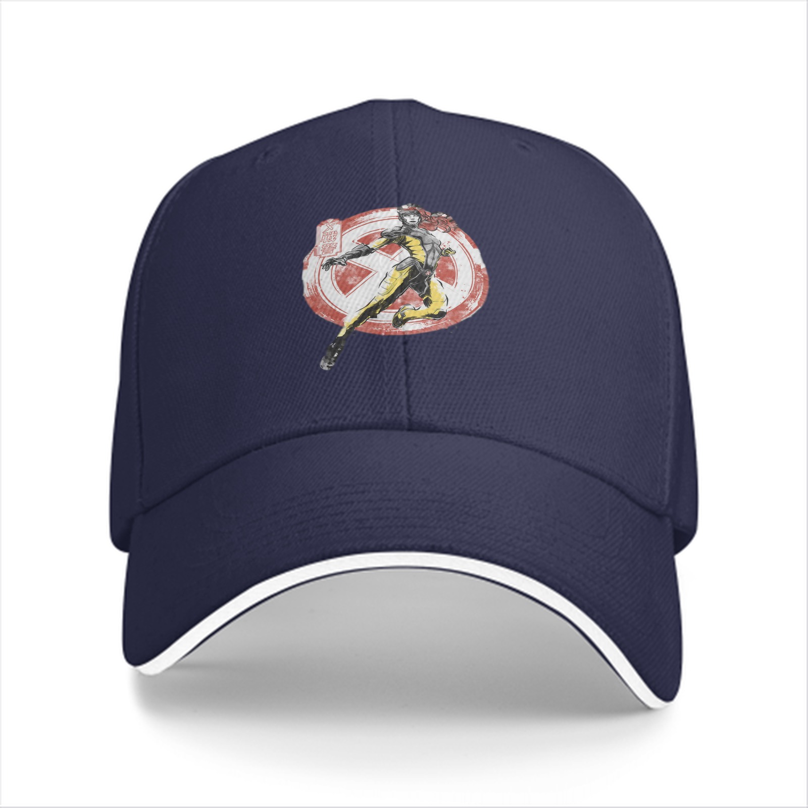 Black Baseball Cap With X-Men Themed Superhero Graphic Print
