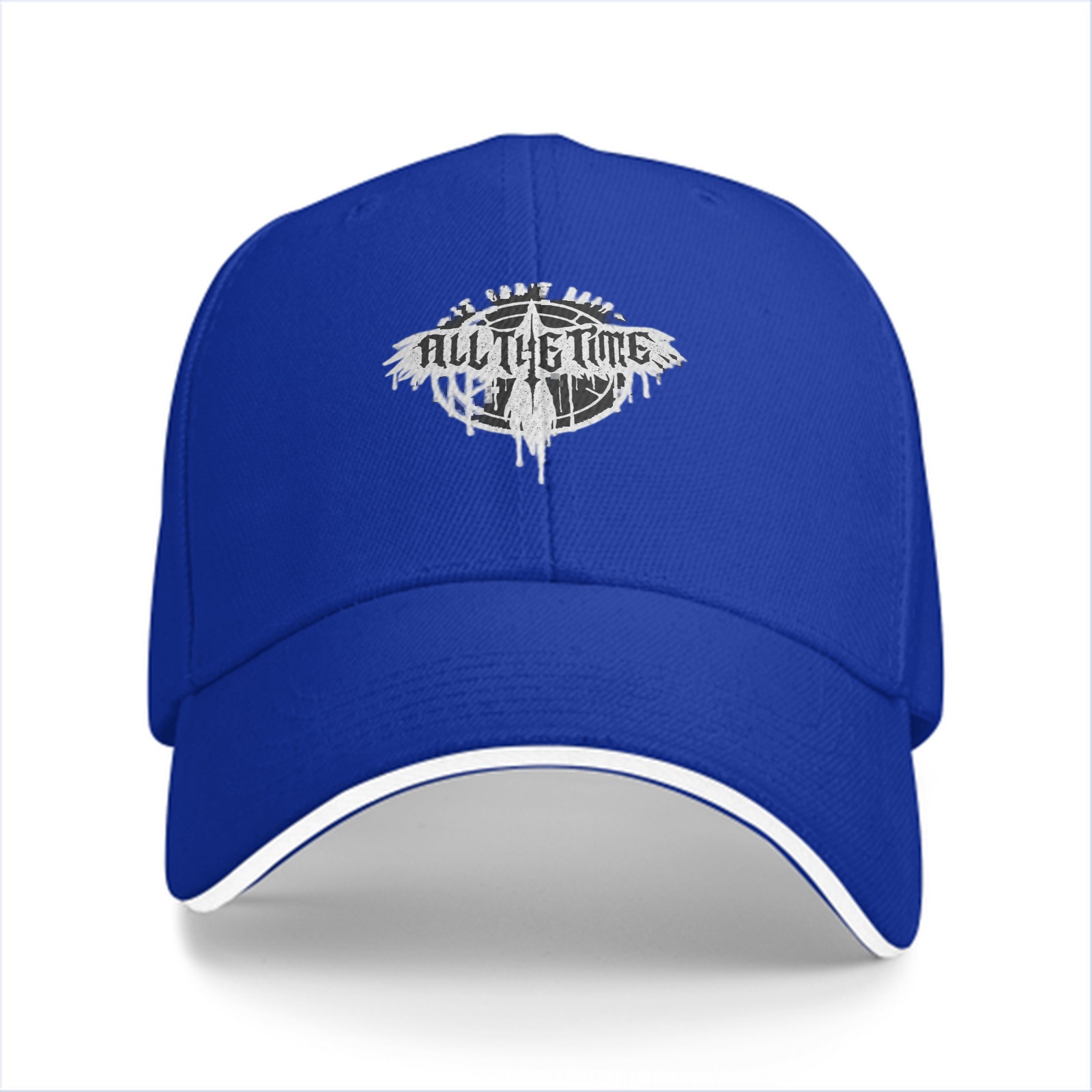 Black baseball cap with 'All The Time' graphic print