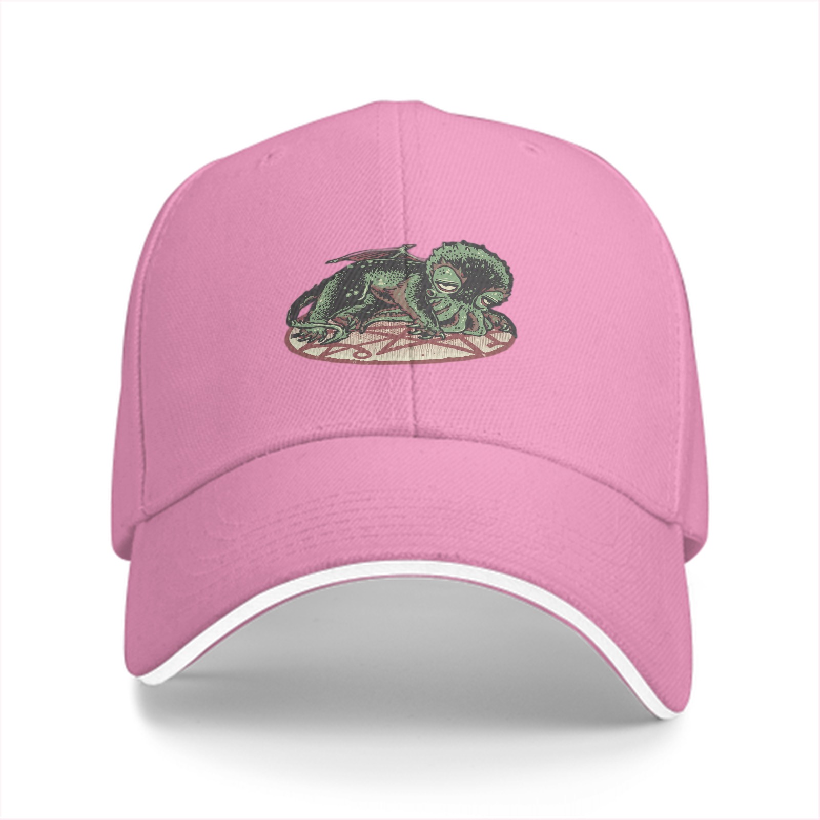 Black baseball cap with sleeping Cthulhu on occult symbol
