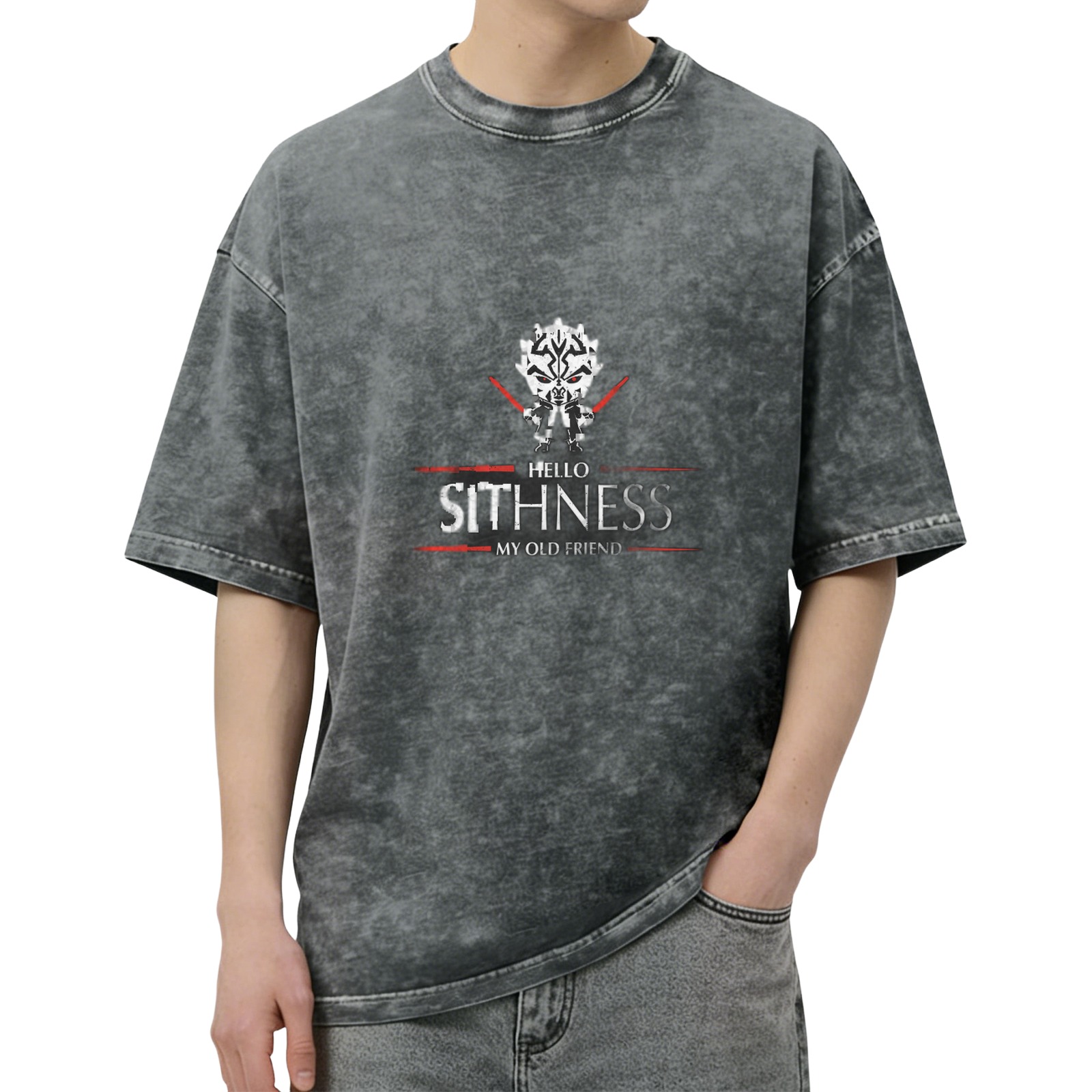 Washed Black Star Wars Darth Maul Hello Sithness My Old Friend T-Shirt