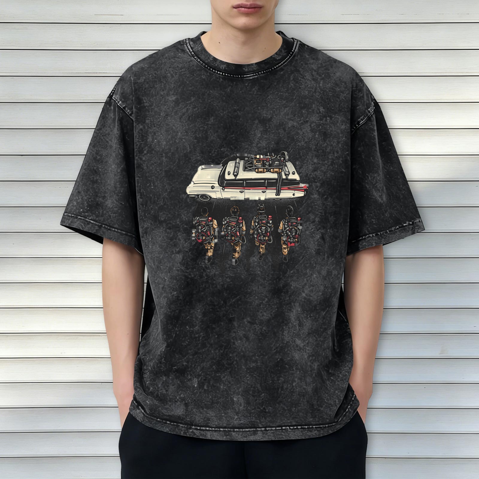 Ghostbusters Ectomobile and Proton Pack Team Vintage Wash T-Shirt