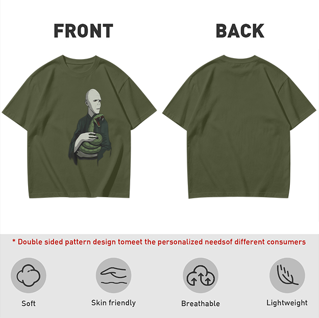 Olive T-shirt with Voldemort and Nagini Graphic Print