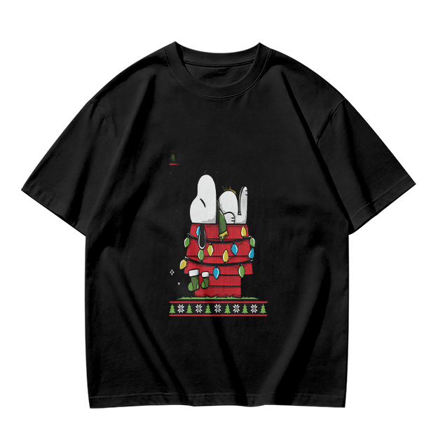 Olive T-Shirt with Snoopy Christmas Doghouse Design