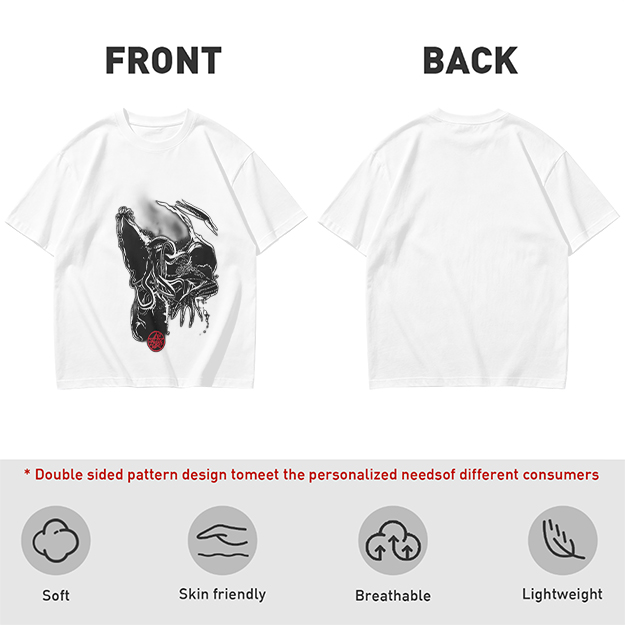 Olive T-Shirt With Dark Abstract Tentacle Creature Print