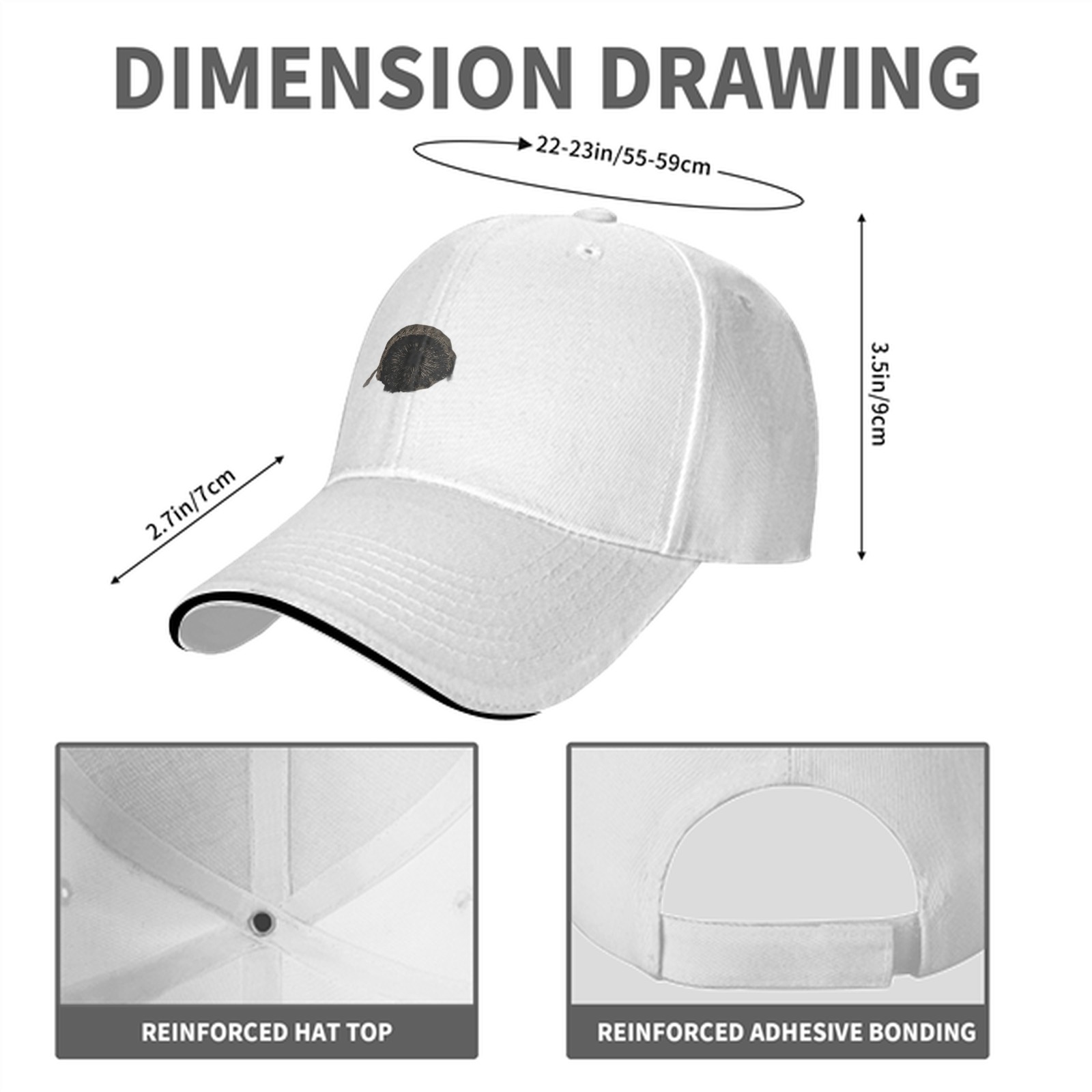 Black Baseball Cap With Subtle Circular Sketch Design
