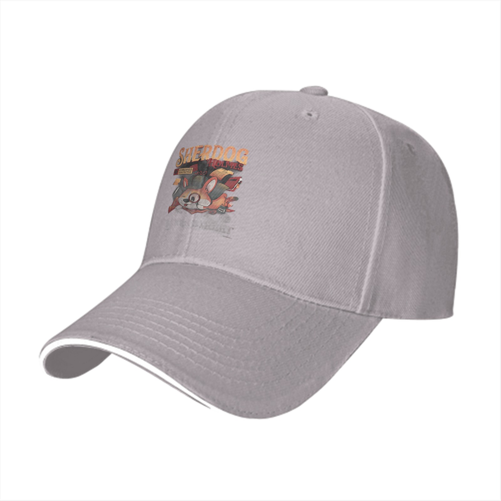 Black baseball cap with Sherdog Holmes dog graphic print