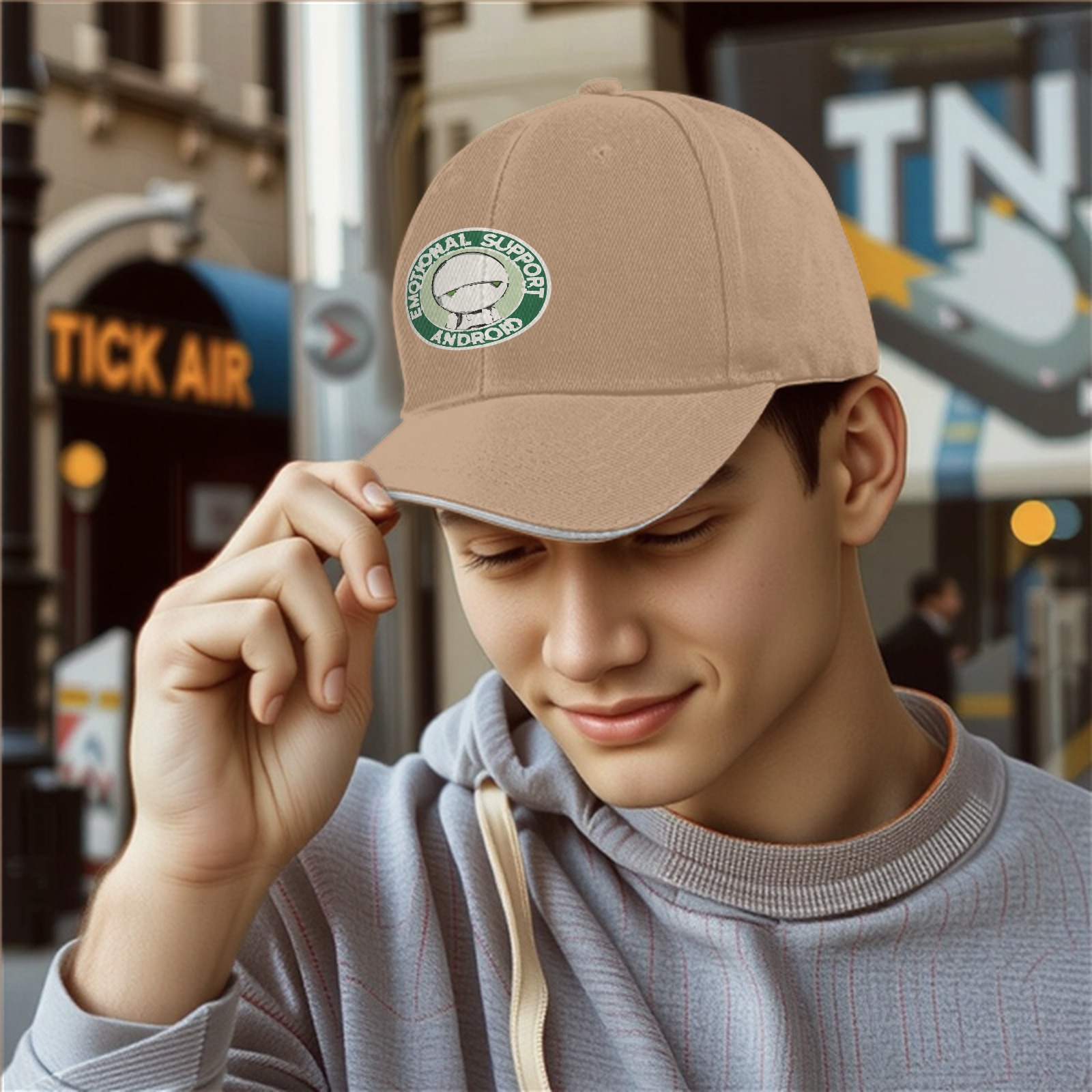 Emotional Support Android Marvin Black Baseball Cap