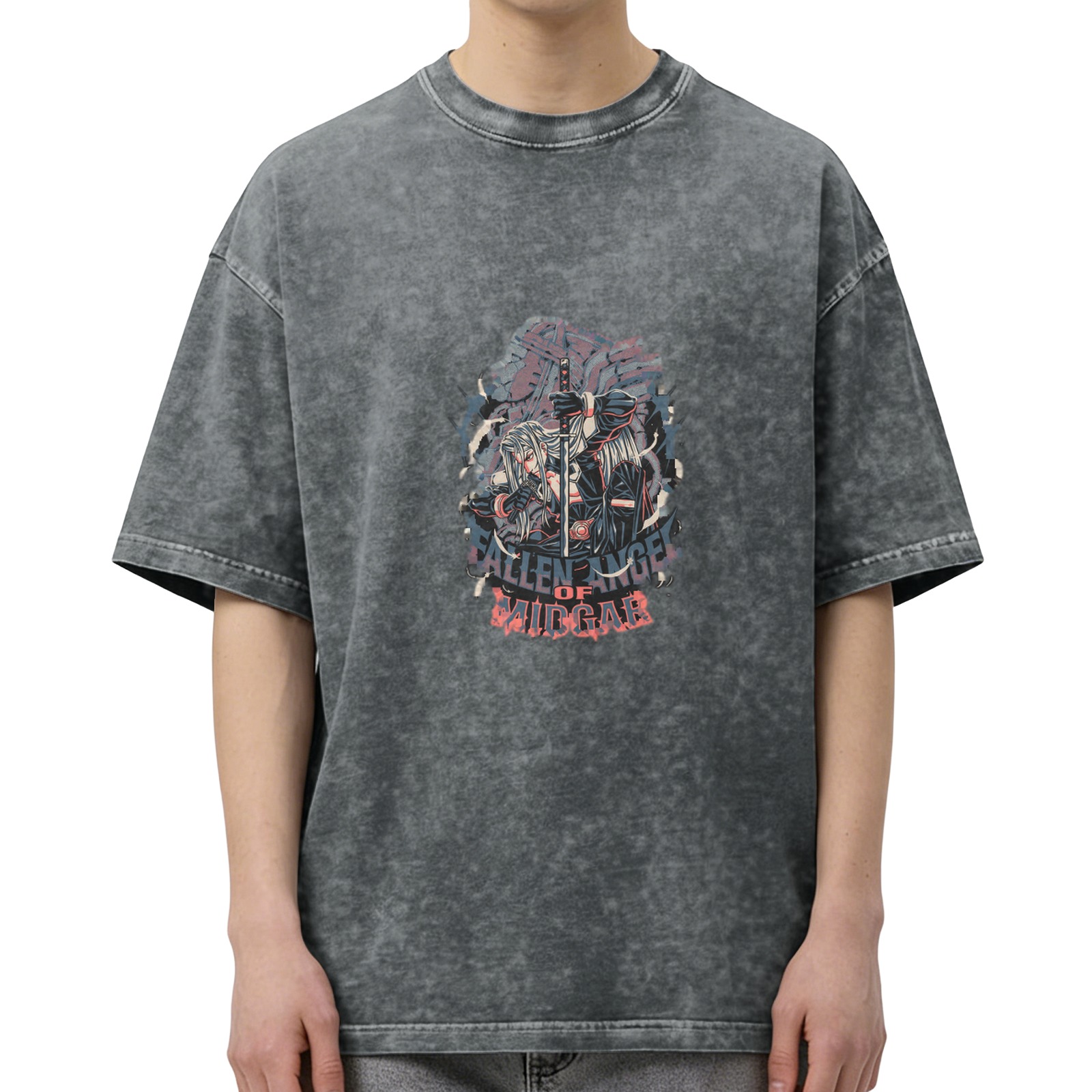 Fallen Angel of Midgar Graphic Vintage Wash T-Shirt