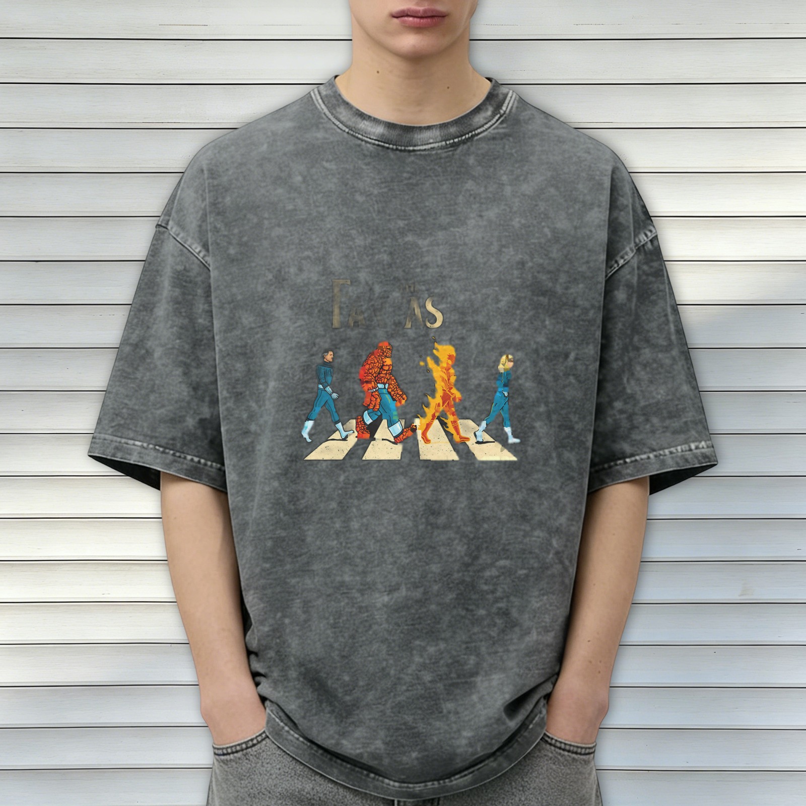Fantastic Four Abbey Road Parody Vintage Wash T-Shirt