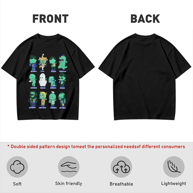 Olive Green T-Shirt With Cute Green Alien Character Print