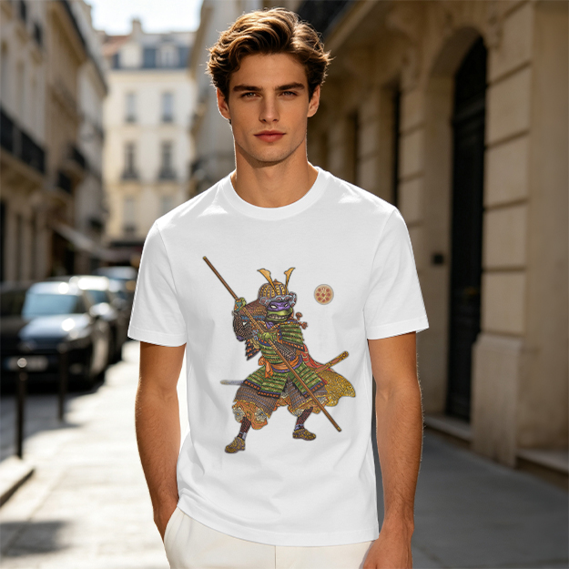 Olive T-Shirt Featuring Samurai Teenage Mutant Ninja Turtle Art