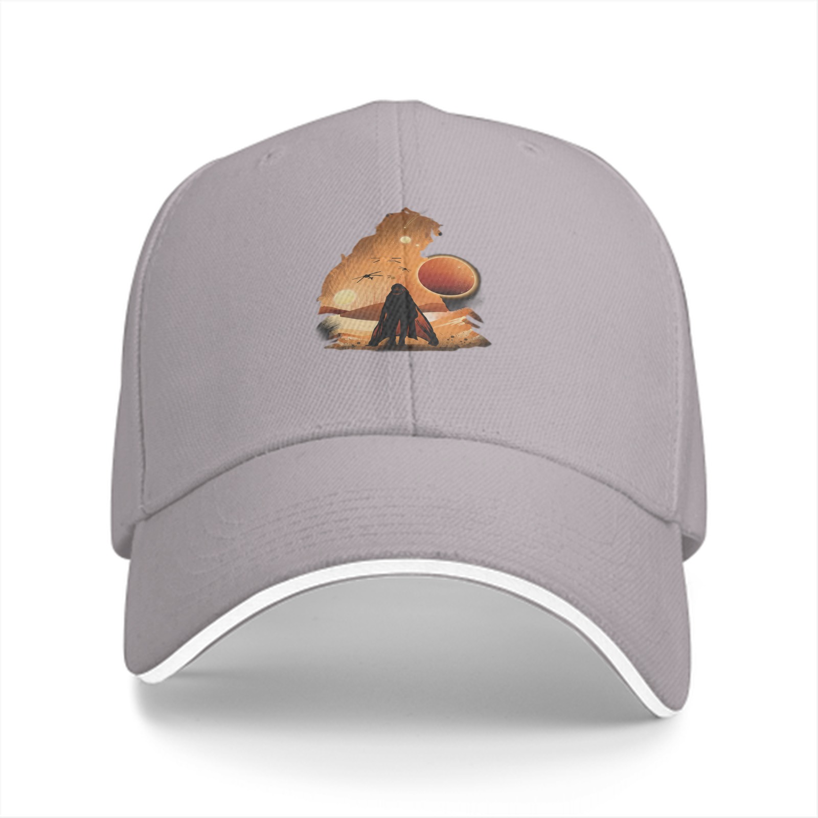Black Baseball Cap With Desert Sci-Fi Landscape Print