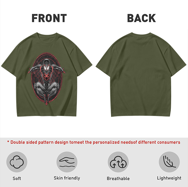 Olive T-Shirt With Spider-Man Miles Morales Graphic Print