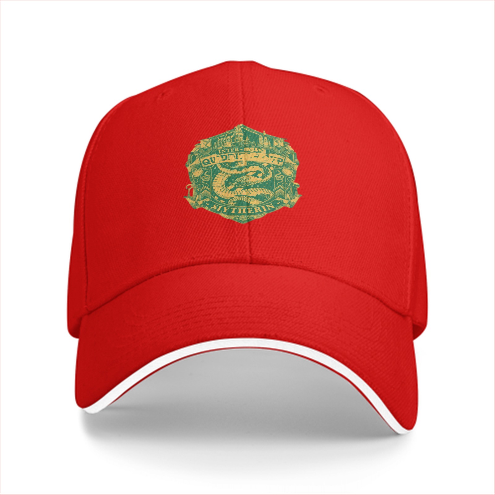 Black baseball cap with Slytherin Quidditch crest design