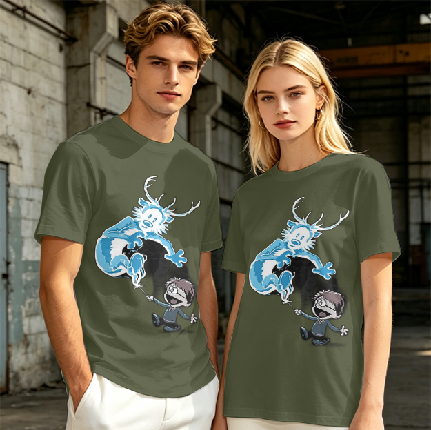 Olive T-Shirt With Harry Potter Patronus Deer Cartoon Print