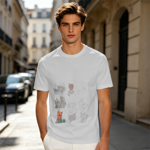 Olive Green Graphic T-Shirt With Cute Animal Print