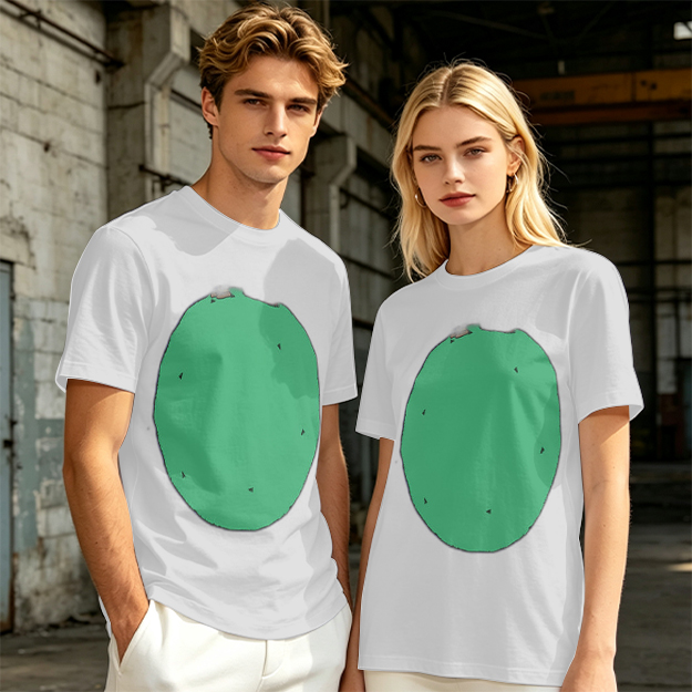 Olive Green T-Shirt With Simple Green Oval Graphic Print