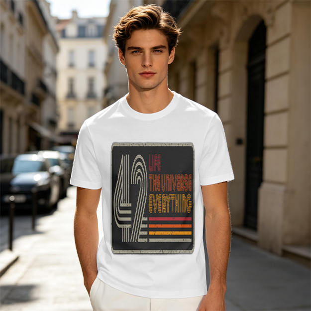 42 Life The Universe Everything Retro Graphic Olive T-Shirt