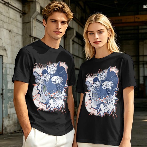 Olive T-Shirt with Playful Comic Style Character Print
