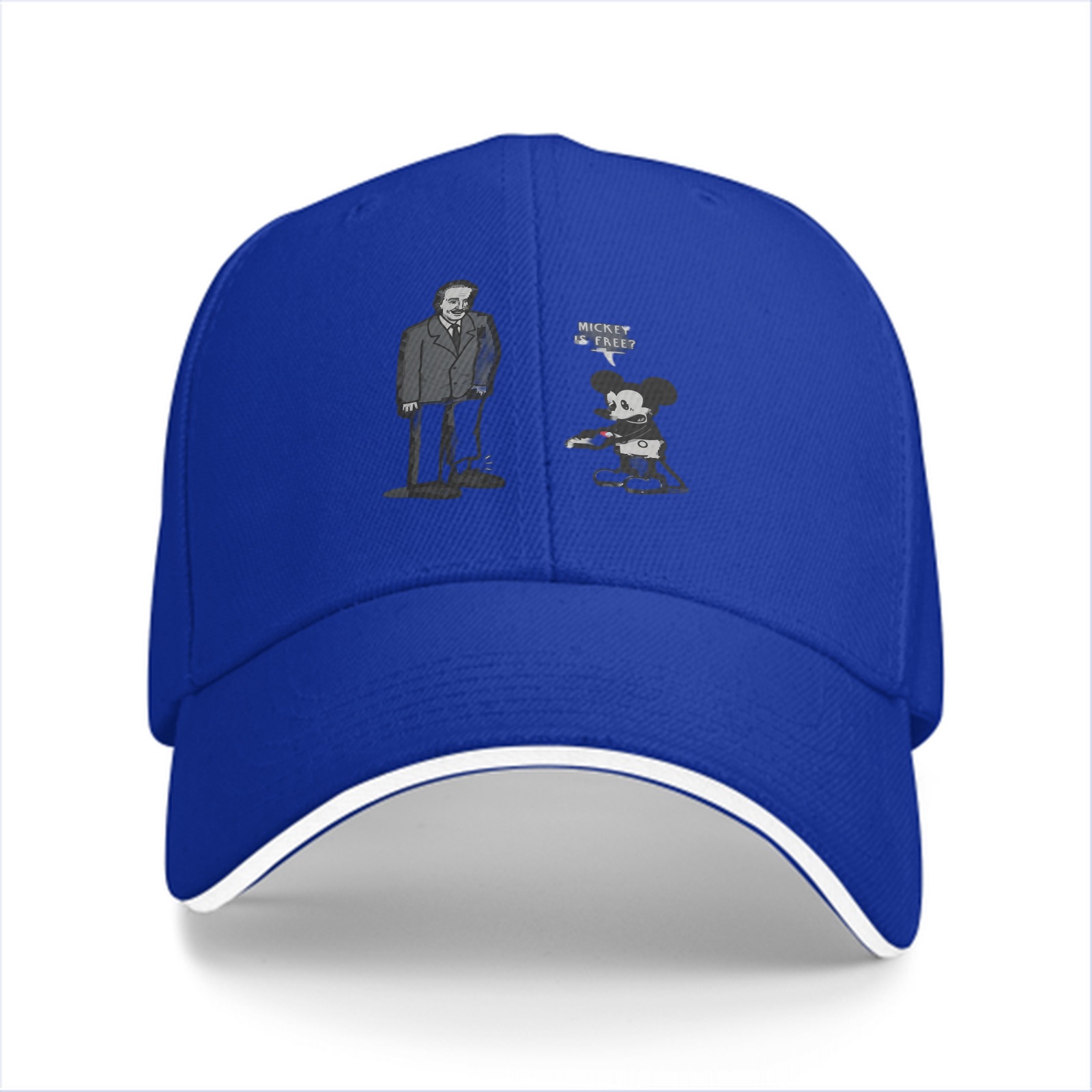 Black baseball cap with Mickey and Einstein graphic print