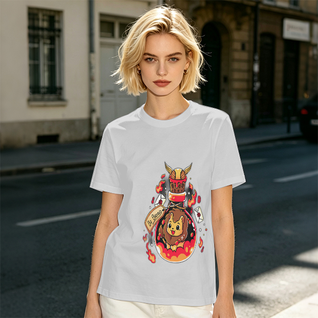 Olive T-Shirt With Cute Lion In Potion Bottle Graphic